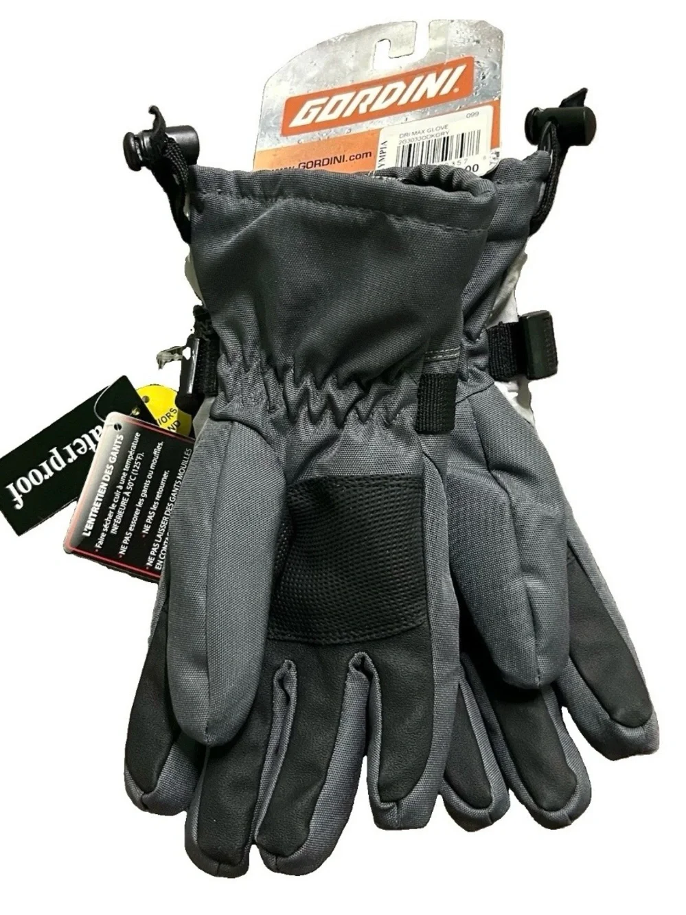 NWT Gordini Juniors Grey Waterproof Winter Gloves Size Large